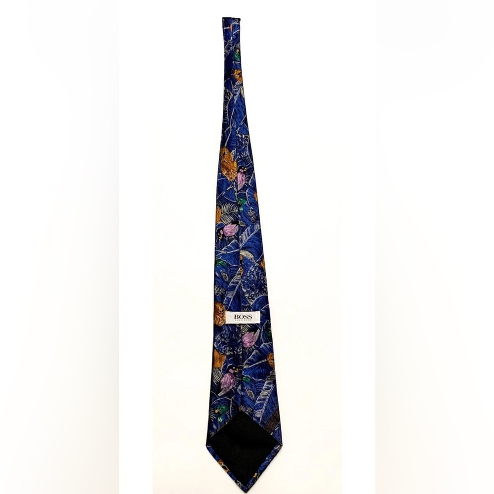 Hugo Boss Men's Tie Necktie 100% Silk Made in Italy Designer / Parrots / Birds - Picture 9 of 11